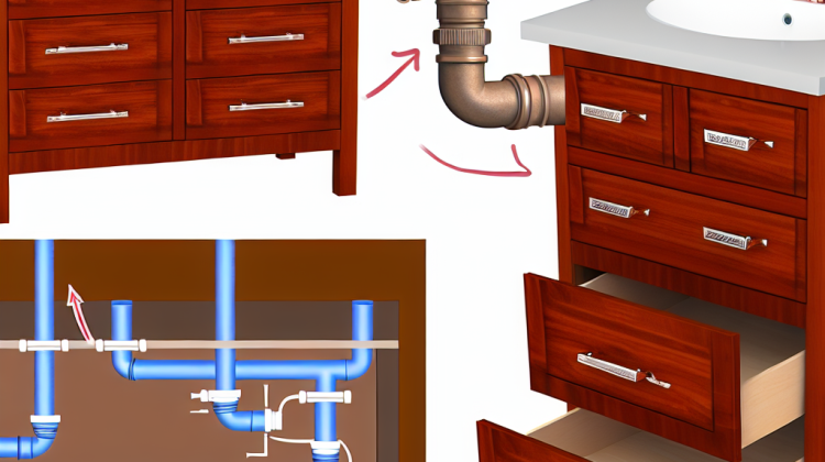 how to make plumbing work behind vanity with drawers