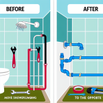 how to move shower plumbing to opposite wall