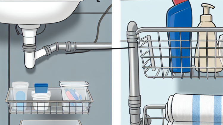 how to organize under bathroom sink with plumbing