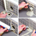 how to patch tile mistakes with silicone plumbing holes